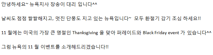 [뉴욕] 11월 Activity Calendar 후기 썸네일